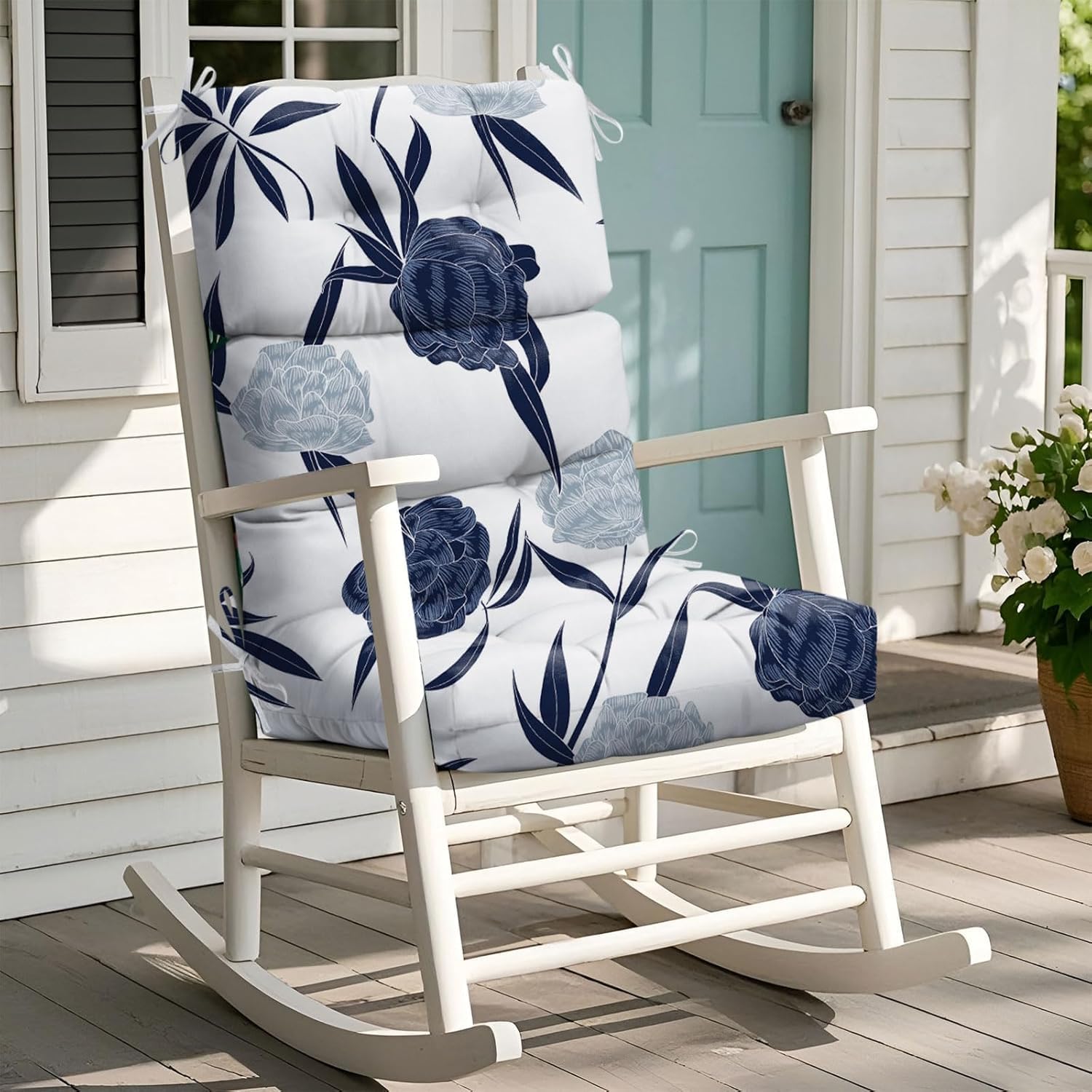 71TeNC9Y3ZL._AC_SL1500_.jpg High-Back Waterproof Rocking Chair Cushions - Image 1