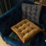 Rubber pom-pom decorated square chair cushion - Image 2